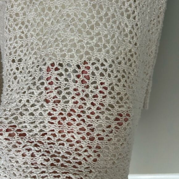 Cynthia Rowley Women’s Cream Knit Open Front Hooded Cardigan Sweater Medium - Picture 6 of 12